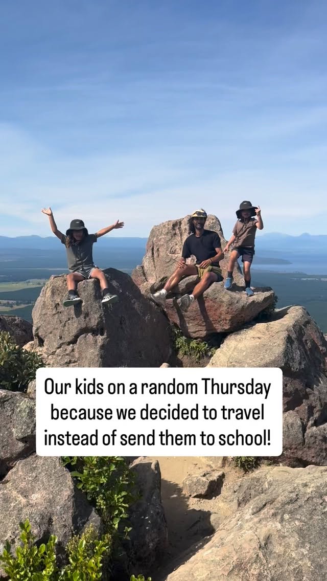 “But what about school?”
School matters to us. A lot. Reading, writing, maths, routine and responsibility are non-negotiables in our home.
But learning doesn’t only happen in a classroom.
Today’s lessons looked like geography by being in it, maths by navigating it, confidence through independence, and curiosity through the world around them.
The classroom will always be there. These days won’t. Learning isn’t just black and white and either is life! 
Follow @thefamilyfind for all things family travel and adventure!
