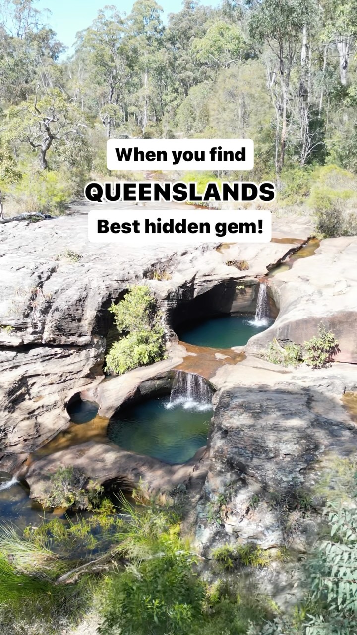 Save this one so you know how to get there. This gem isn’t sign posted! How to get there:

Start on the Gudda Gumoo (Rainbow Falls) track. About 30 minutes in you’ll hit some steep stairs leading to Rainbow Falls. 

Don’t head down the stairs, instead turn right. 

From here you’re only about 5 minutes from the pools, but the track will split again. Keep right. 

The water is crystal clear, deep & freezing cold, but stunning and absolutely worth jumping into :)

📍Find this beauty in Blackdown Tableland NP. 

-
Hi, 👋 if you’re just discovering our page, we are Sam, Geo, Reuben and Eli. An Australian based adventure travel family, sharing hidden gems, epic adventures and aiming to inspire others to travel with their kids! Come say hi and stay for the ride @thefamilyfind!
