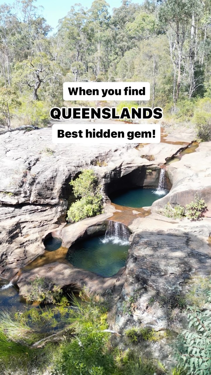 Save this one so you know how to get there. This gem isn’t sign posted! How to get there:

Start on the Gudda Gumoo (Rainbow Falls) track. About 30 minutes in you’ll hit some steep stairs leading to Rainbow Falls. 

Don’t head down the stairs, instead turn right. 

From here you’re only about 5 minutes from the pools, but the track will split again. Keep right. 

The water is crystal clear, deep & freezing cold, but stunning and absolutely worth jumping into :)

📍Find this beauty in Blackdown Tableland NP. 

-
Hi, 👋 if you’re just discovering our page, we are Sam, Geo, Reuben and Eli. An Australian based adventure travel family, sharing hidden gems, epic adventures and aiming to inspire others to travel with their kids! Come say hi and stay for the ride @thefamilyfind!