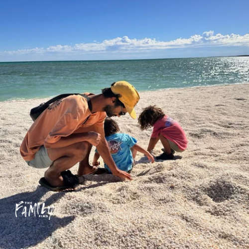 shell combing on beach
